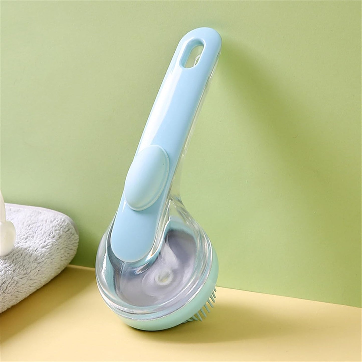 Grooming Brush with Built-In Soap Dispenser