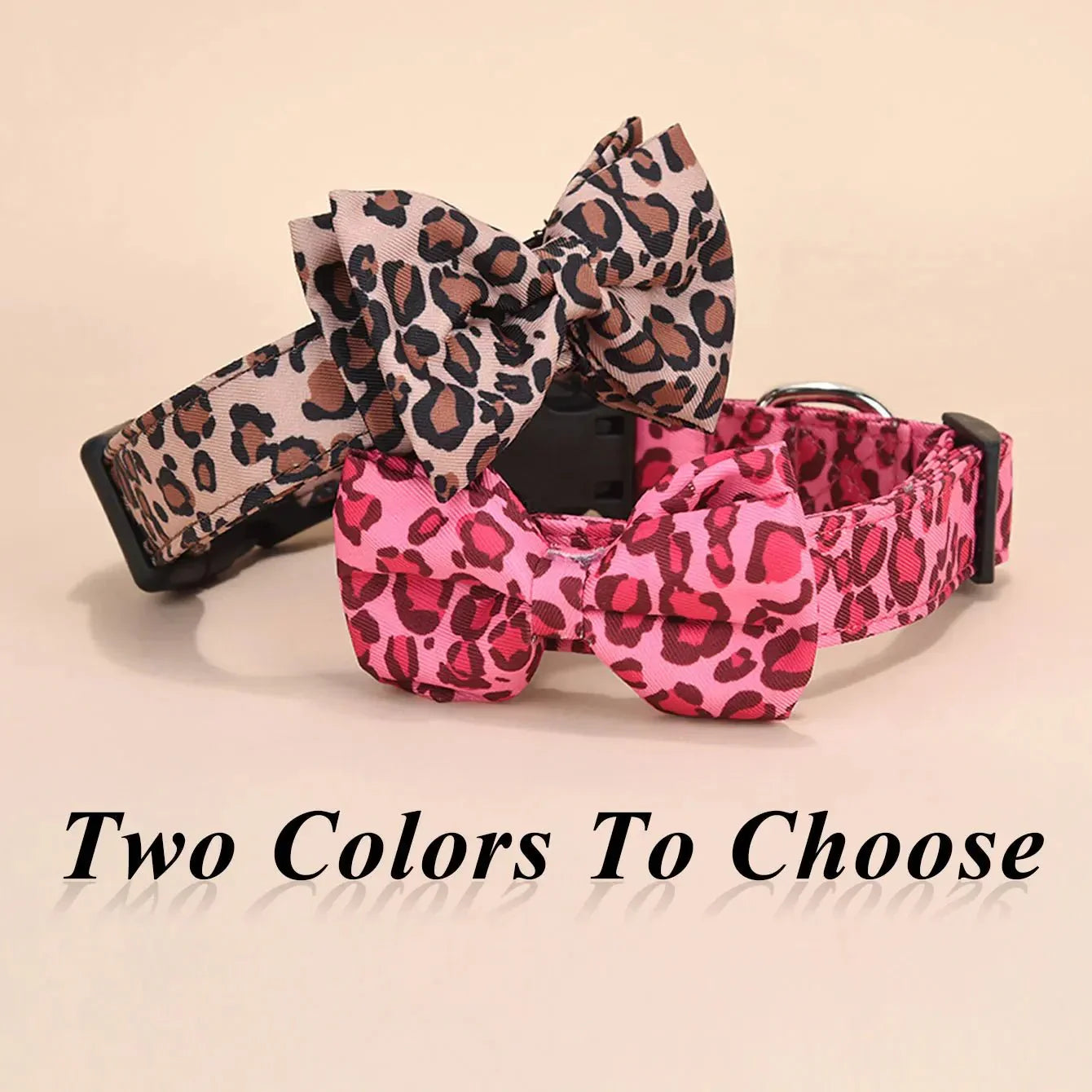 Luxury Leopard Print Collar with Detachable Bow