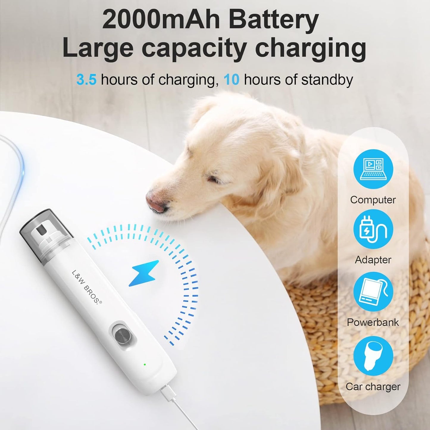 L&W BROS Rechargeable Nail Grinder Low-Noise