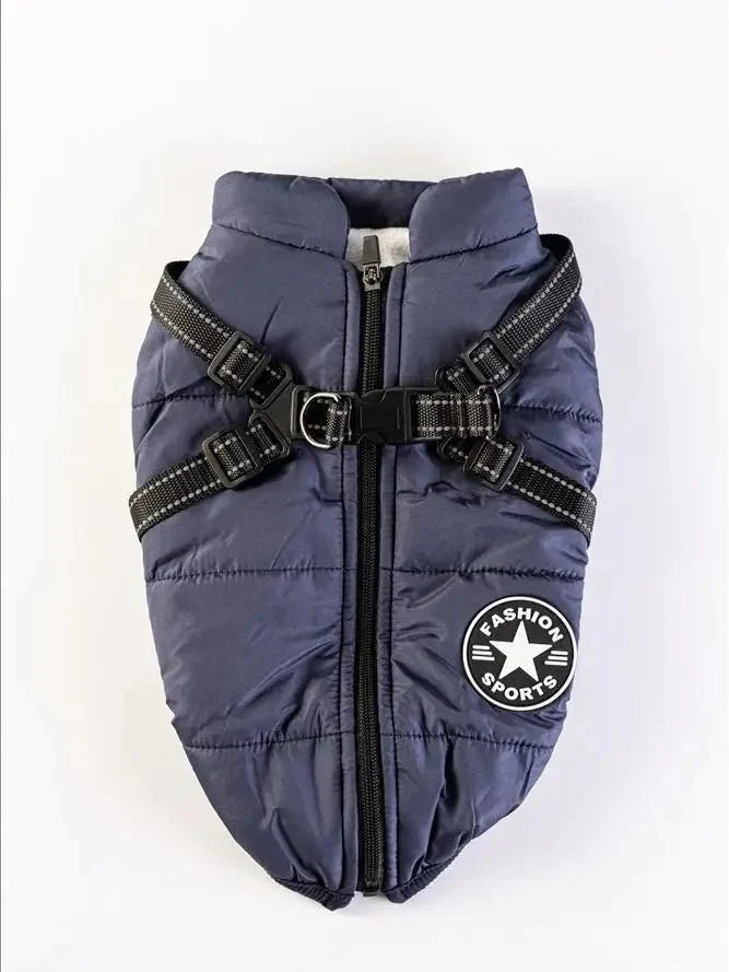 Warm Winter Coat for Dogs with Built-in Harness