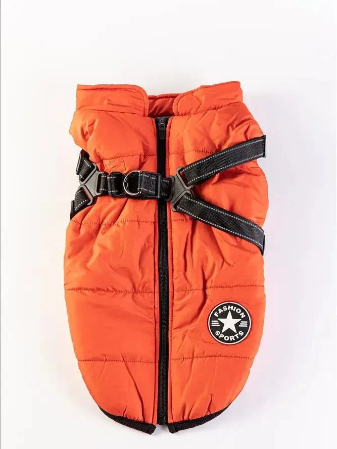 Warm Winter Coat for Dogs with Built-in Harness
