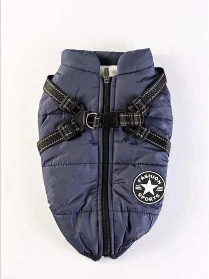 Warm Winter Coat for Dogs with Built-in Harness