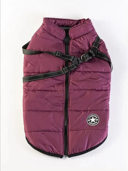 Warm Winter Coat for Dogs with Built-in Harness